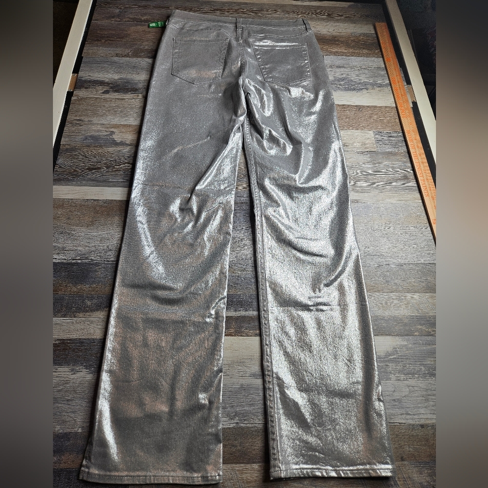 Gap NEW Mid Rise 90s Loose Silver Metallic Straight Leg Pants 30 Tall - Picture 7 of 12
